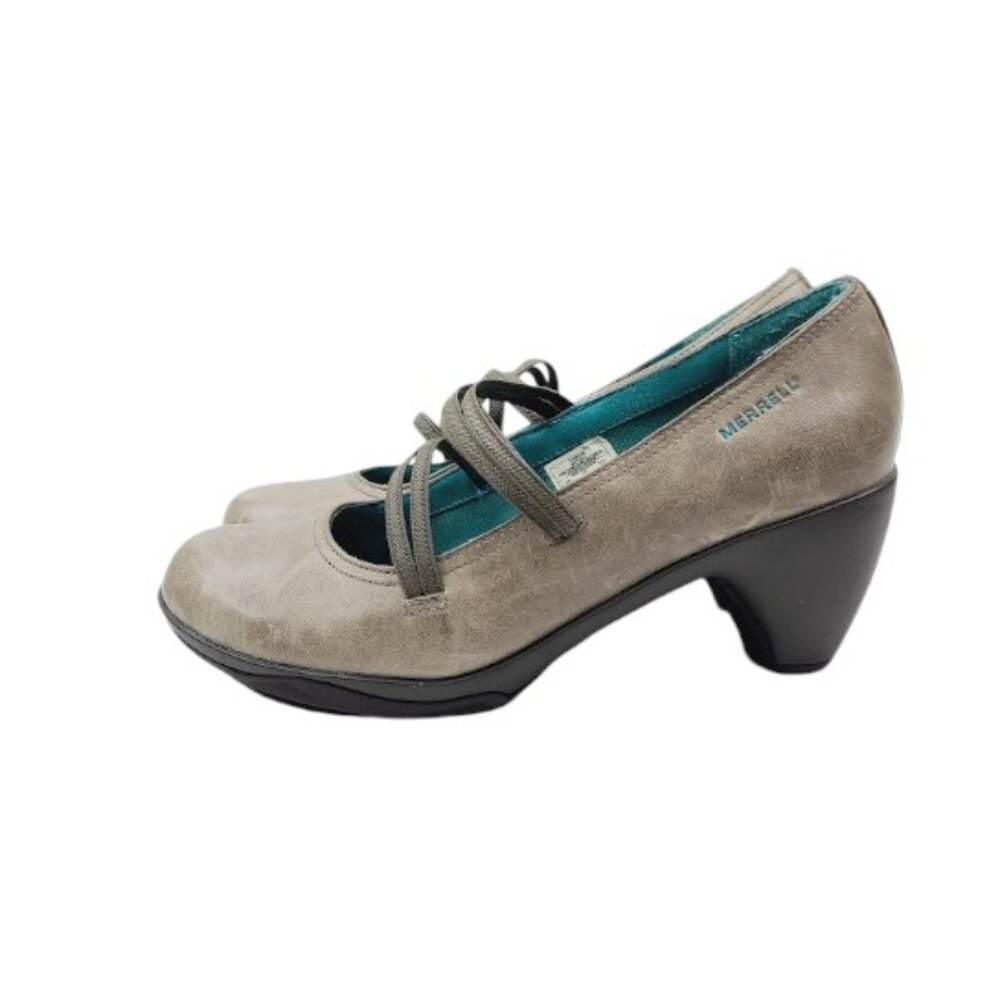 Merrell‎ Women's Gray Evera Leather Block Classic Pump Heel Size 8.5